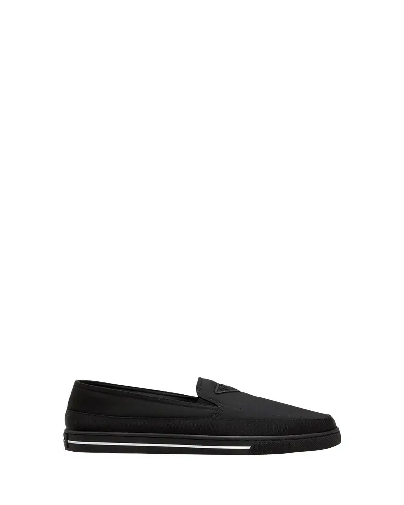 Prada Men's Triangle Logo Nylon Slip-On Loafers | Image 1 Prada Men's Triangle Logo Nylon Slip-On Loafers | Image 1