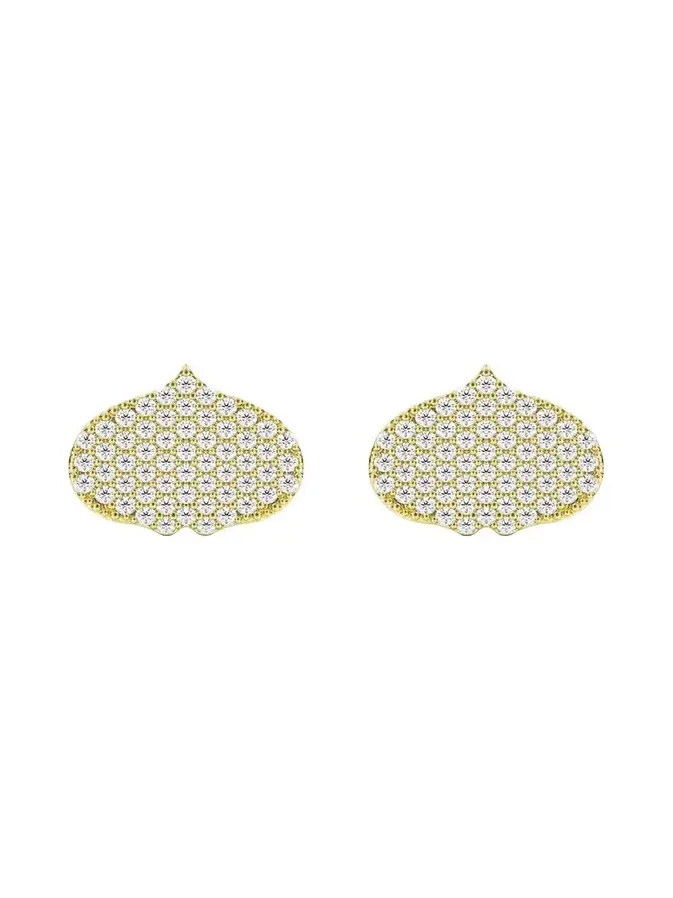 Eye Adore Stud Earrings in Gold and White Diamonds, 12mm
