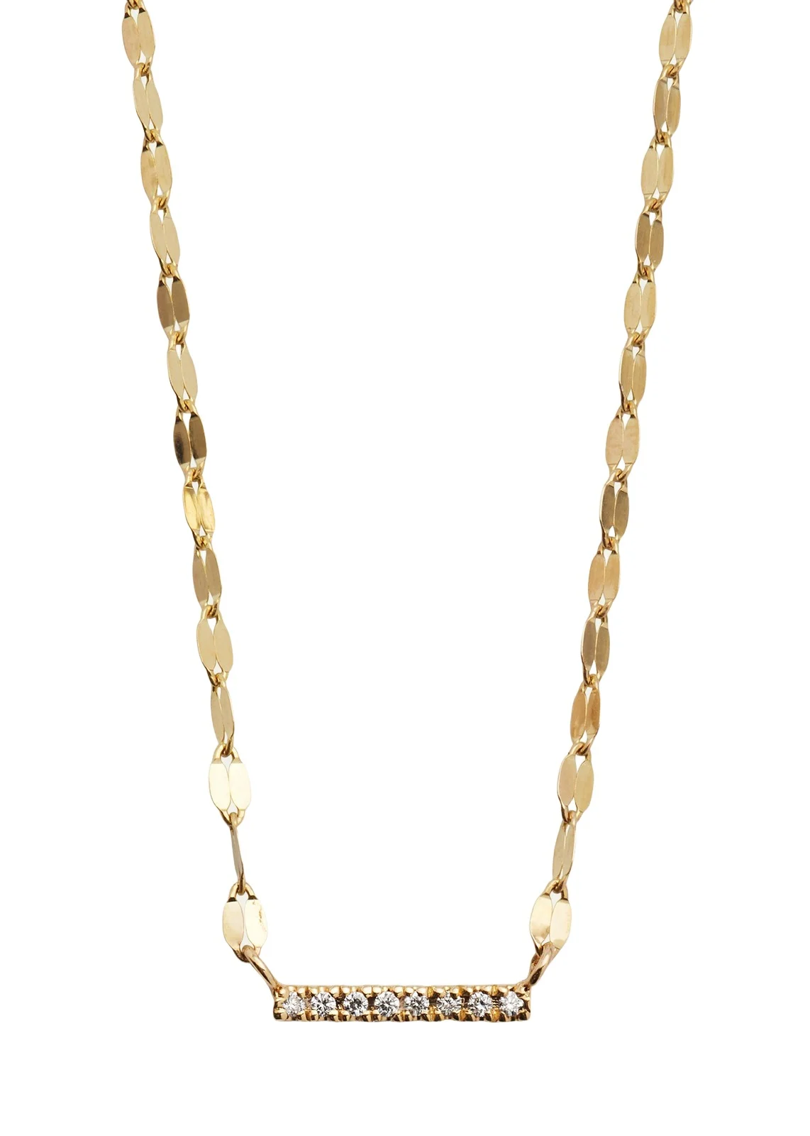 14K Gold Flawless Mini Diamond Bar Pendant Necklace 14K Gold Flawless Mini Diamond Bar Pendant Necklace