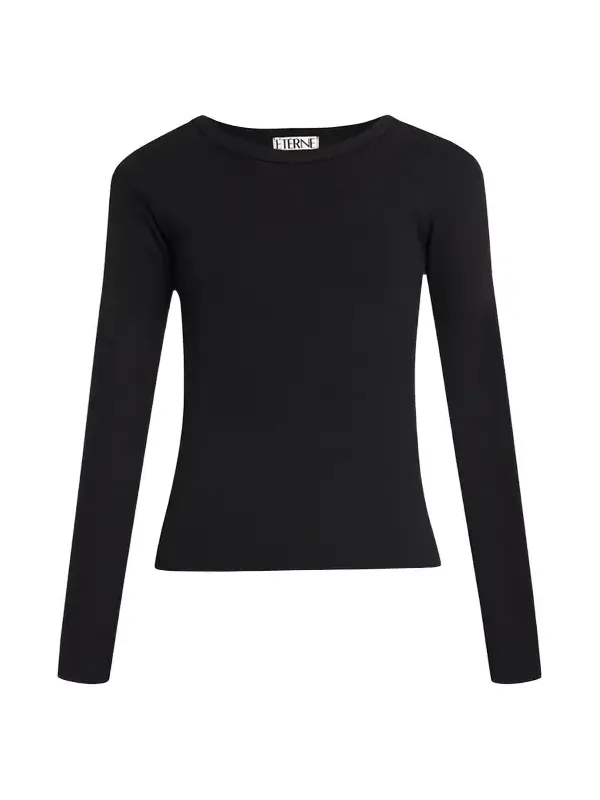 Long-Sleeve Fitted Crewneck Top Long-Sleeve Fitted Crewneck Top