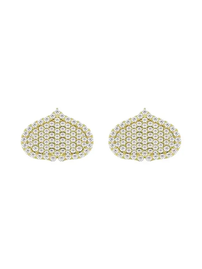 Eye Adore Stud Earrings in Gold and White Diamonds, 15mm