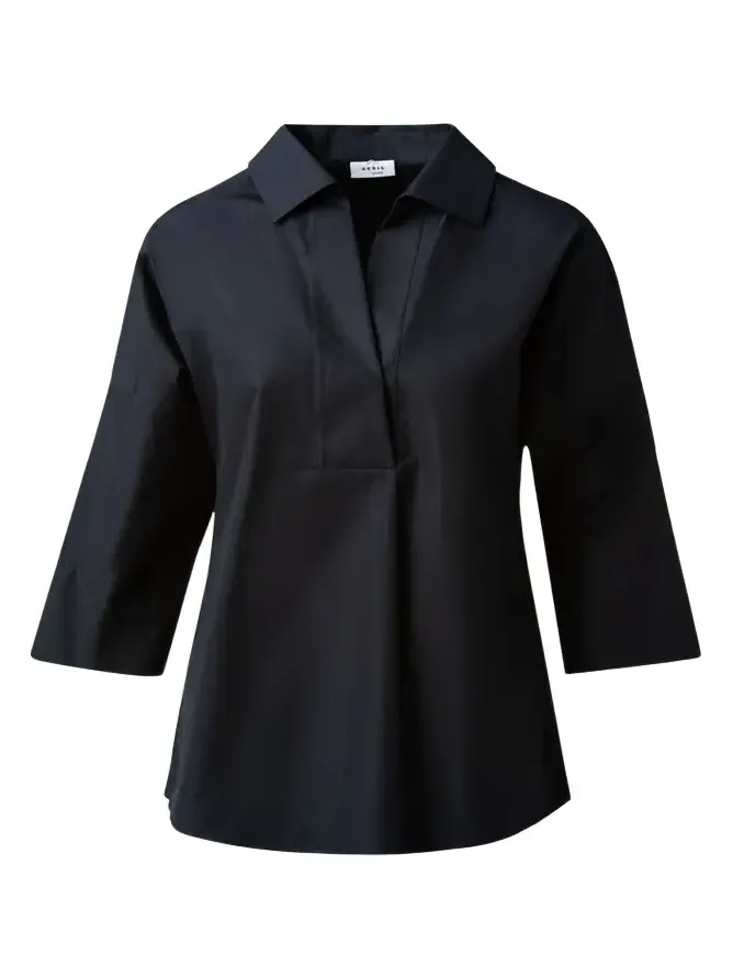 Kimono-Sleeve Split-Neck Blouse