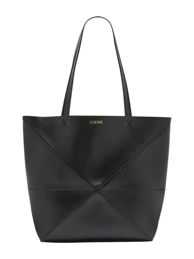 Puzzle Fold Medium Tote Bag in Shiny Leather