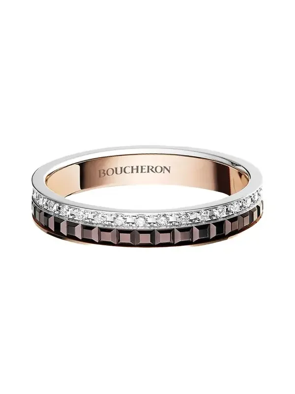 Quatre Classique Ring in Tricolor Gold with Brown PVD and Diamonds