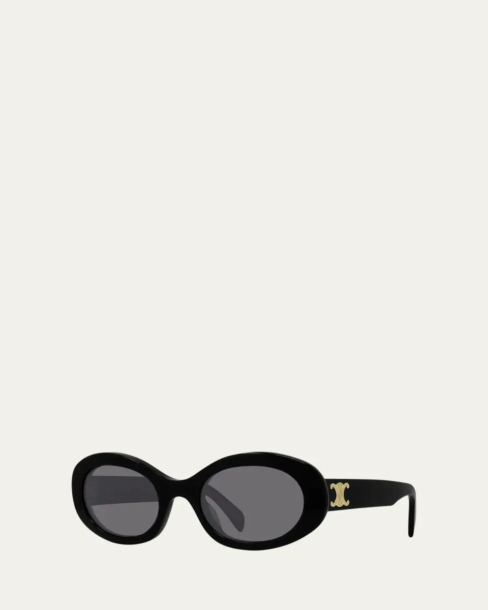 Celine Triomphe Logo Oval Acetate Sunglasses | Thumbnail 2 Celine Triomphe Logo Oval Acetate Sunglasses | Thumbnail 2