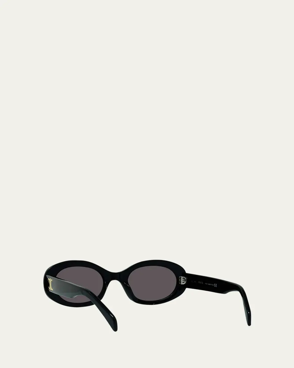 Celine Triomphe Logo Oval Acetate Sunglasses | Thumbnail 4 Celine Triomphe Logo Oval Acetate Sunglasses | Thumbnail 4