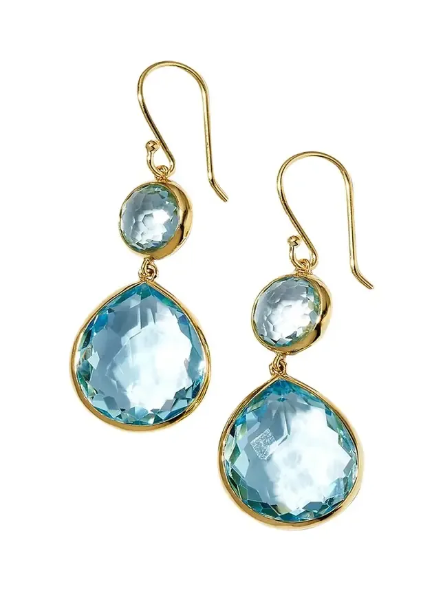 Rock Candy Snowman Teardrop Earrings in 18K Gold