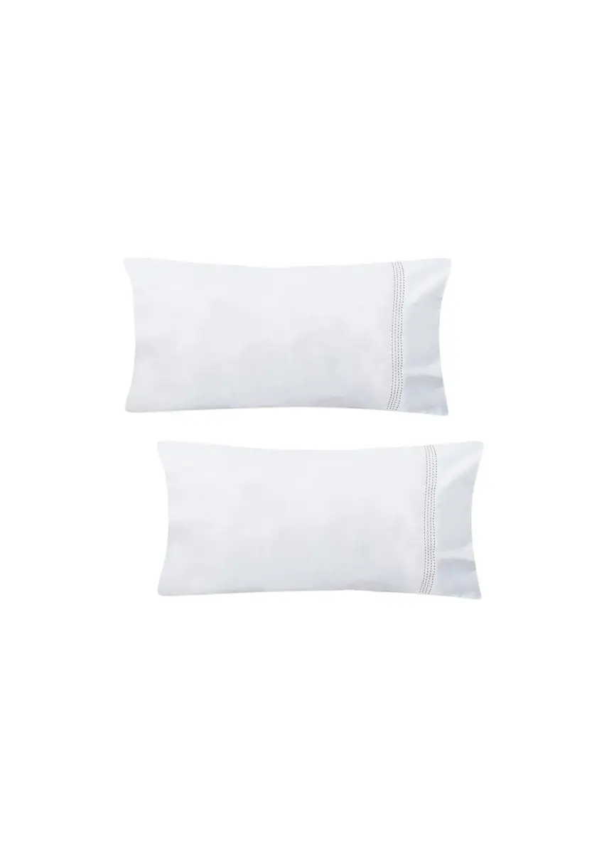 The Lino Essential Embroidered Pillowcase Pair, STANDARD CASE | Thumbnail 3 The Lino Essential Embroidered Pillowcase Pair, STANDARD CASE | Thumbnail 3