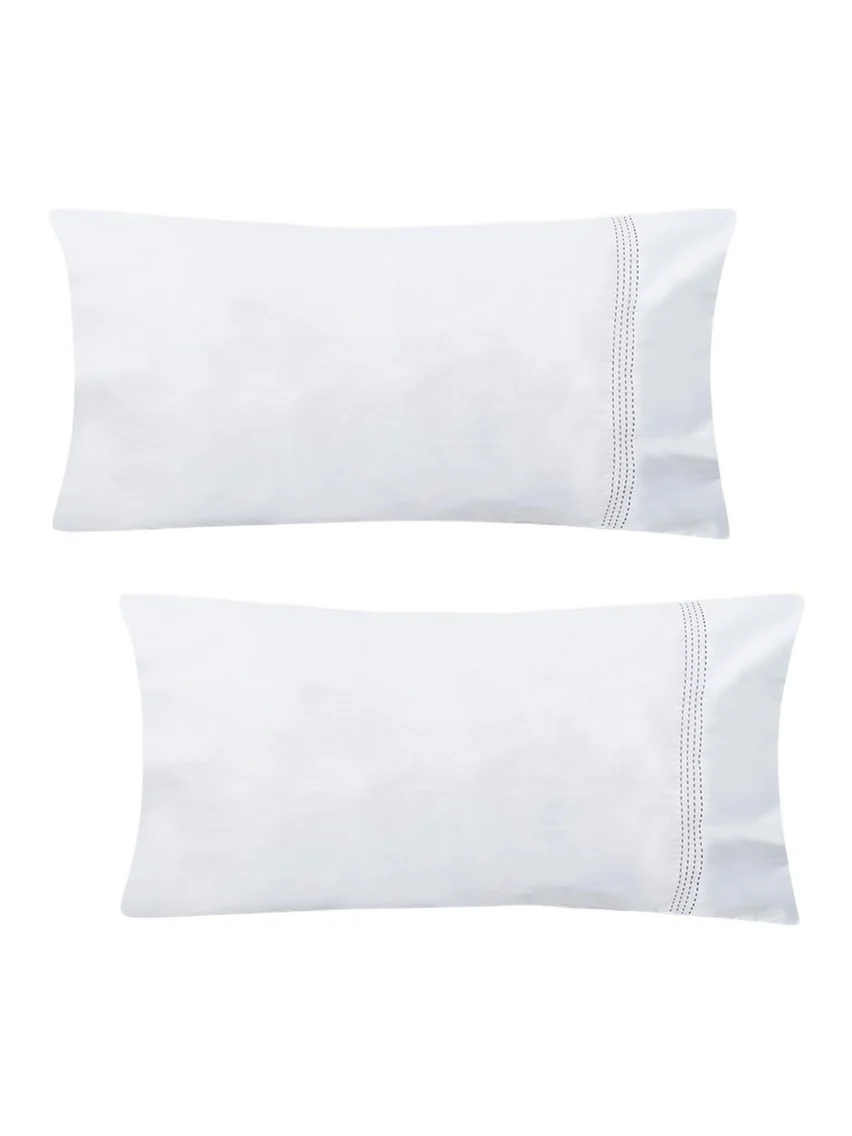 The Lino Essential Embroidered Pillowcase Pair, STANDARD CASE | Thumbnail 1 The Lino Essential Embroidered Pillowcase Pair, STANDARD CASE | Thumbnail 1