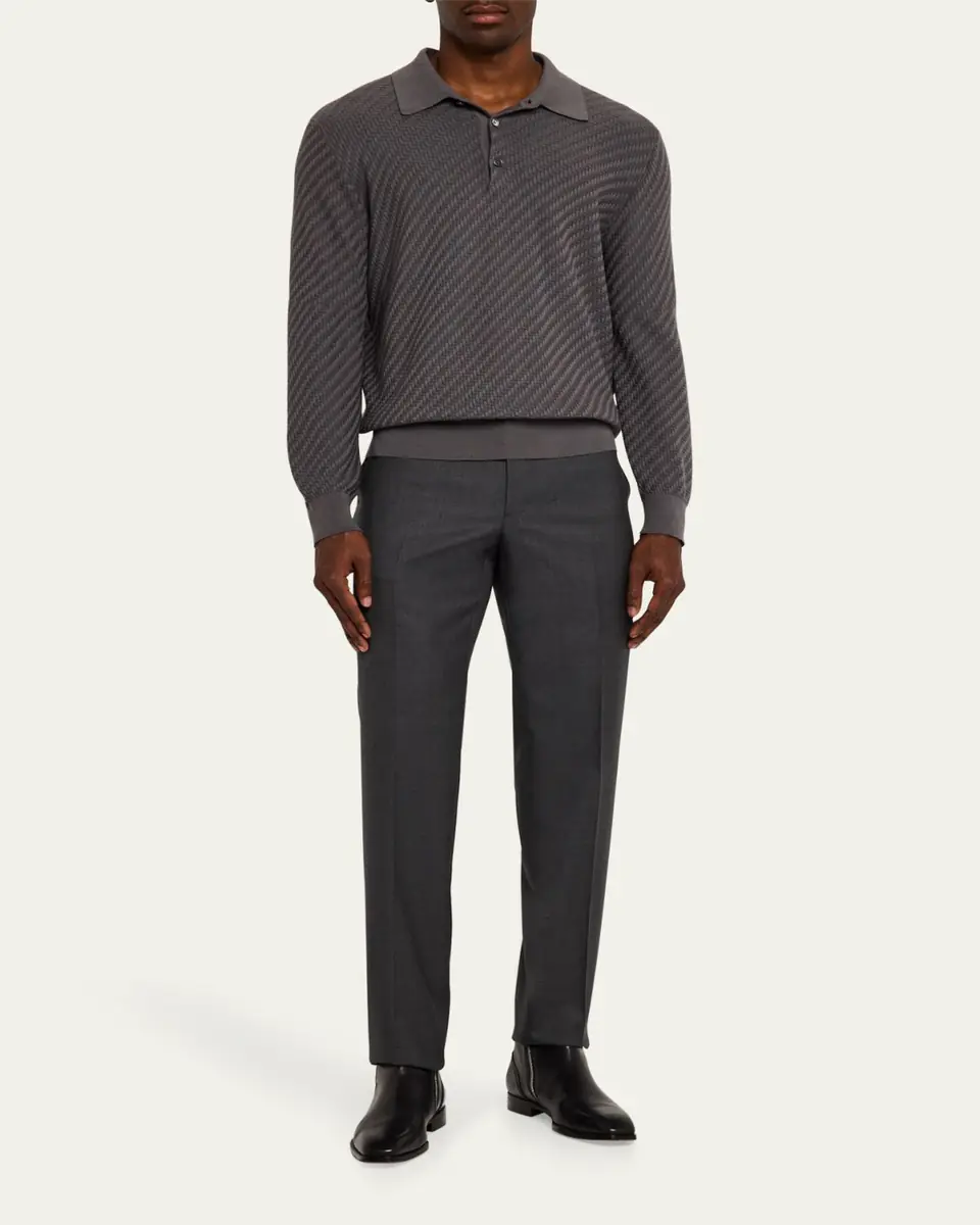 Cesare Attolini Men's Super 150's Wool Flat-Front Trousers | Thumbnail 2 Cesare Attolini Men's Super 150's Wool Flat-Front Trousers | Thumbnail 2