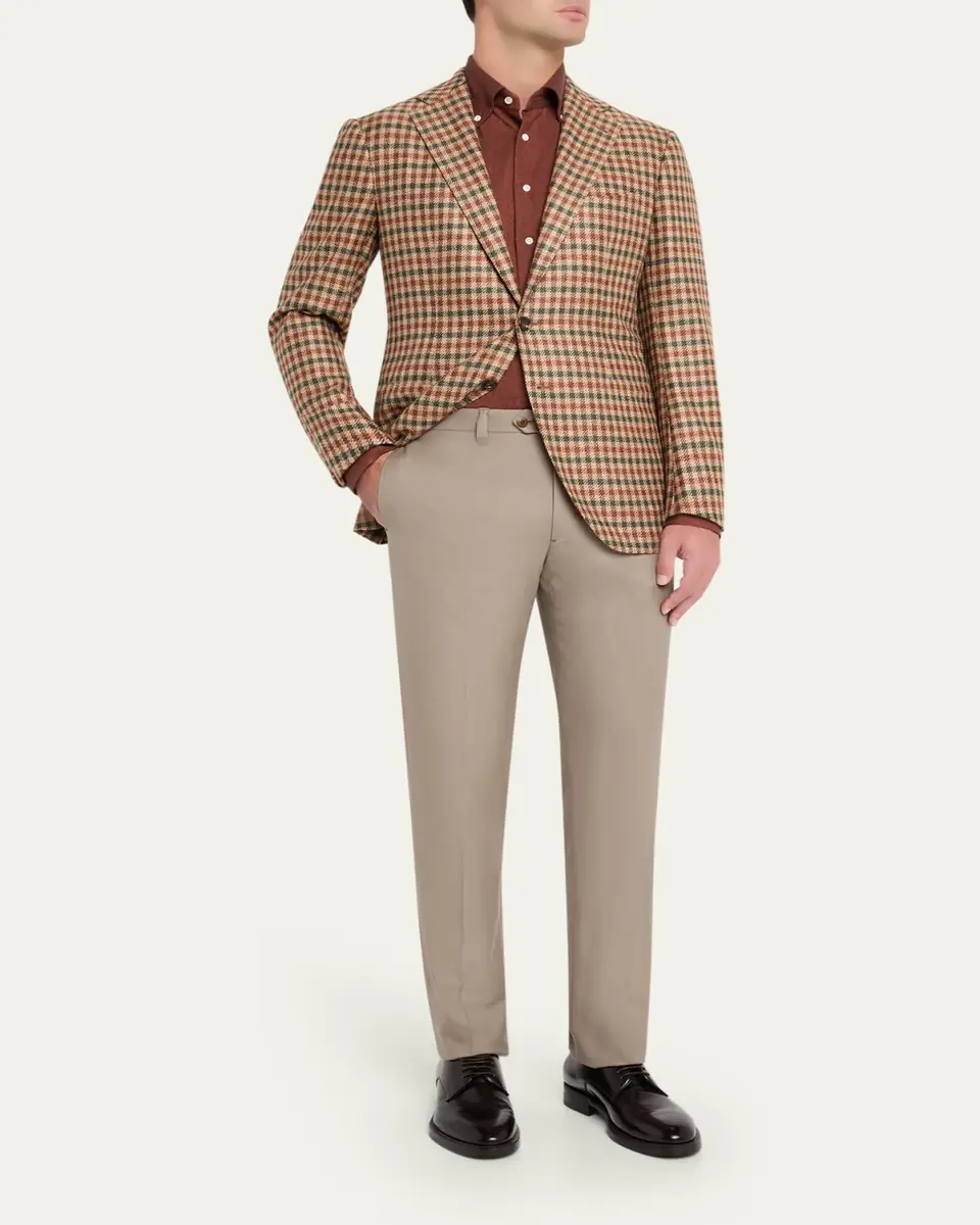 Cesare Attolini Men's Super 150's Wool Flat-Front Trousers | Thumbnail 6 Cesare Attolini Men's Super 150's Wool Flat-Front Trousers | Thumbnail 6