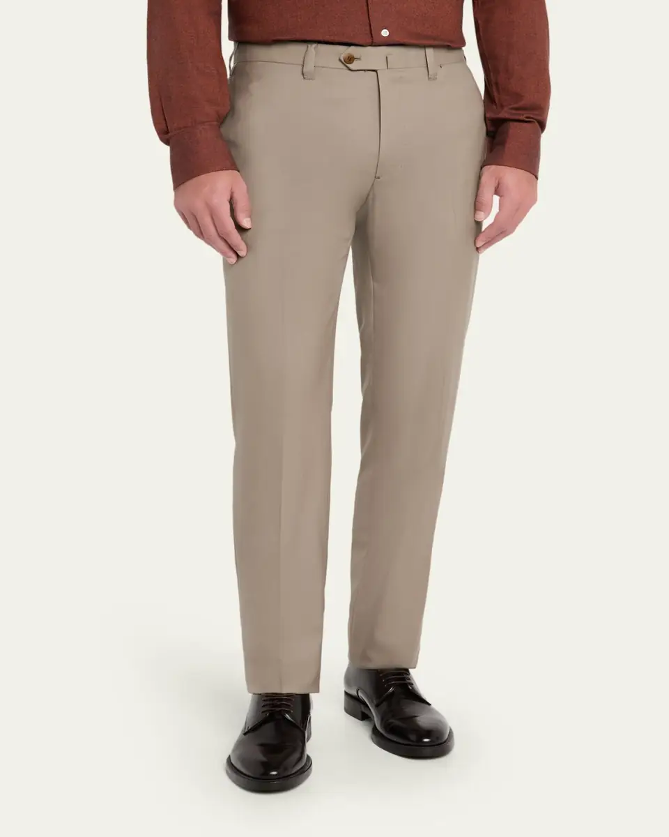Cesare Attolini Men's Super 150's Wool Flat-Front Trousers | Thumbnail 8 Cesare Attolini Men's Super 150's Wool Flat-Front Trousers | Thumbnail 8