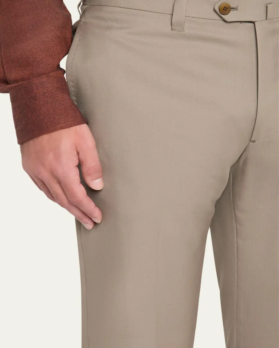 Cesare Attolini Men's Super 150's Wool Flat-Front Trousers | Thumbnail 9 Cesare Attolini Men's Super 150's Wool Flat-Front Trousers | Thumbnail 9