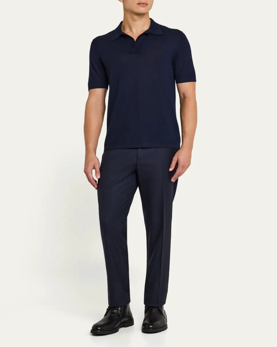 Cesare Attolini Men's Super 150's Wool Flat-Front Trousers | Thumbnail 10 Cesare Attolini Men's Super 150's Wool Flat-Front Trousers | Thumbnail 10