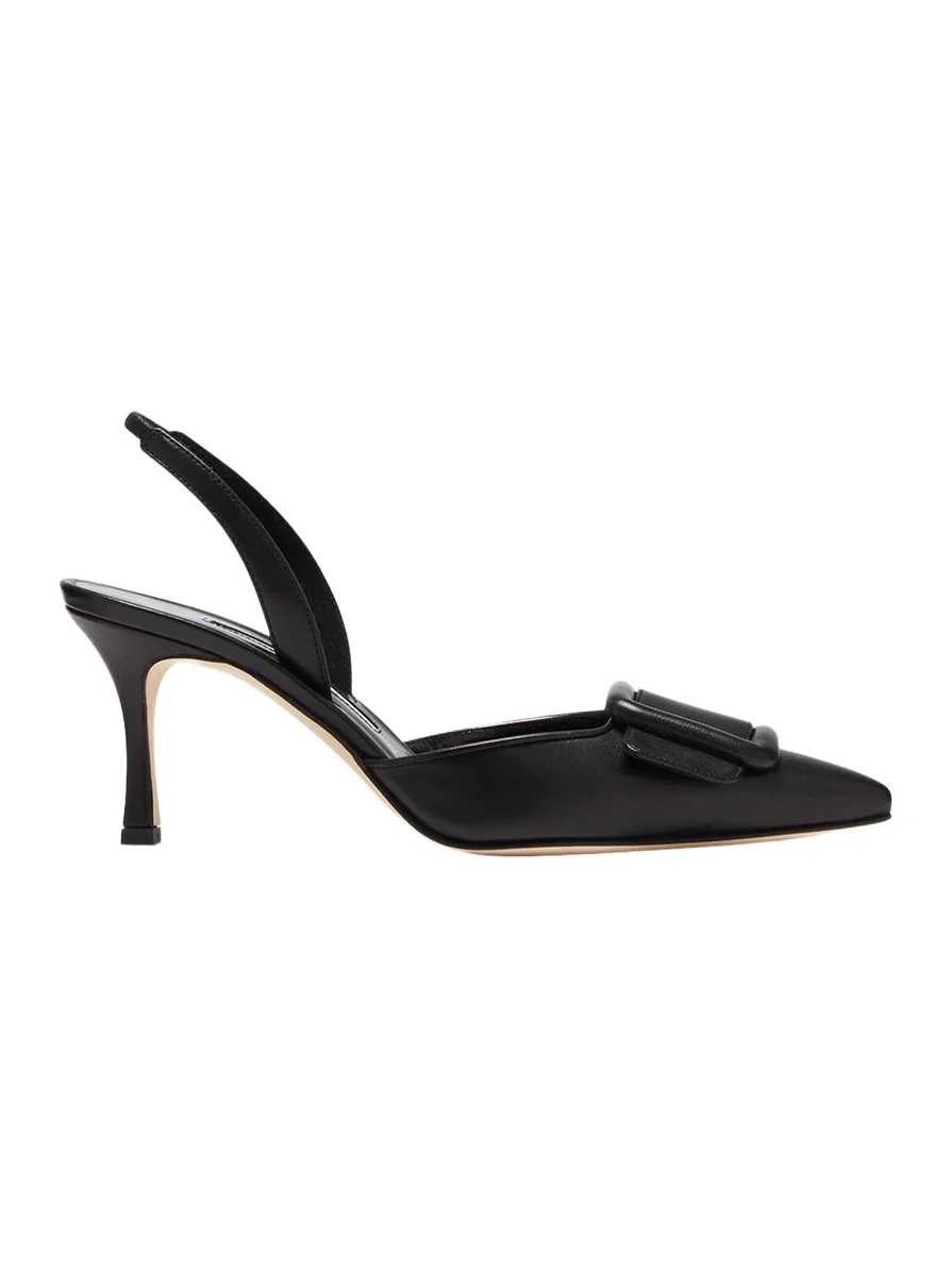 Maysli Leather Buckle Halter Pumps