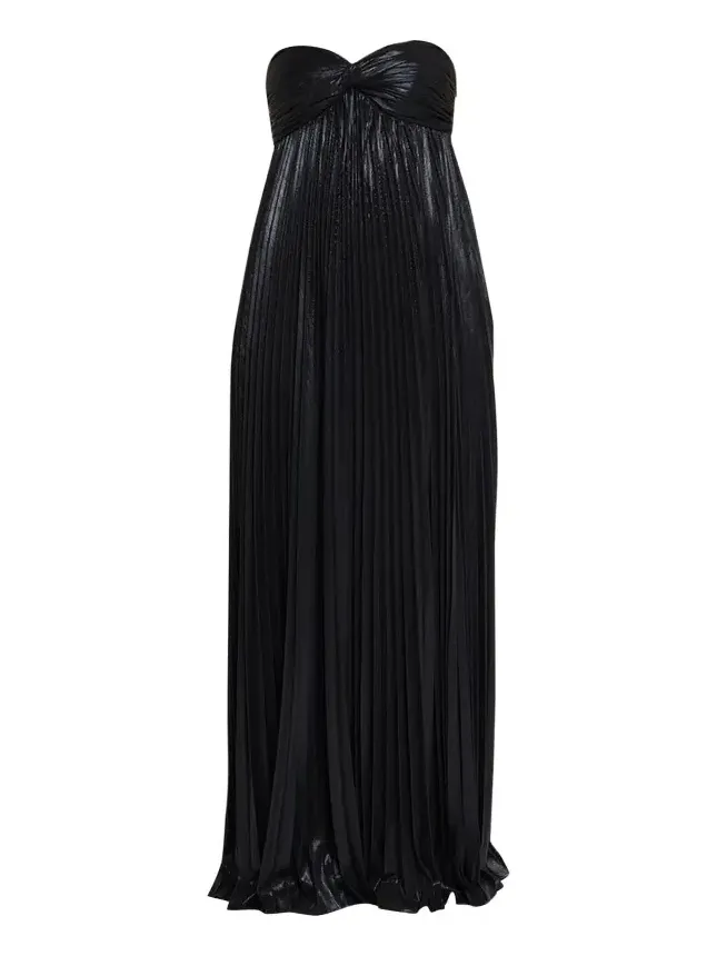 Zoa Strapless Lamé Twisted-Bodice Gown Zoa Strapless Lamé Twisted-Bodice Gown