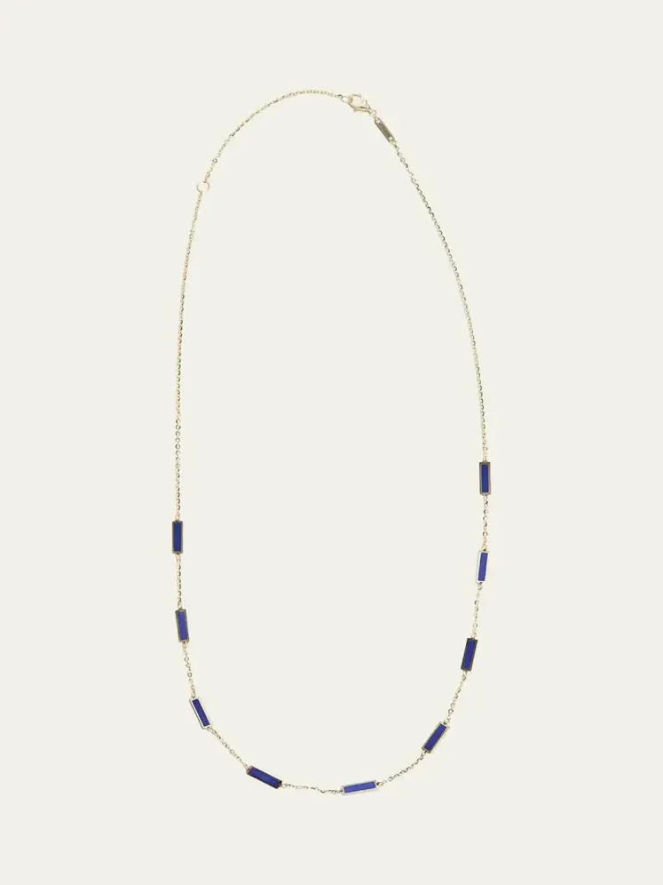 Bar Chain Necklace with Gemstones Bar Chain Necklace with Gemstones