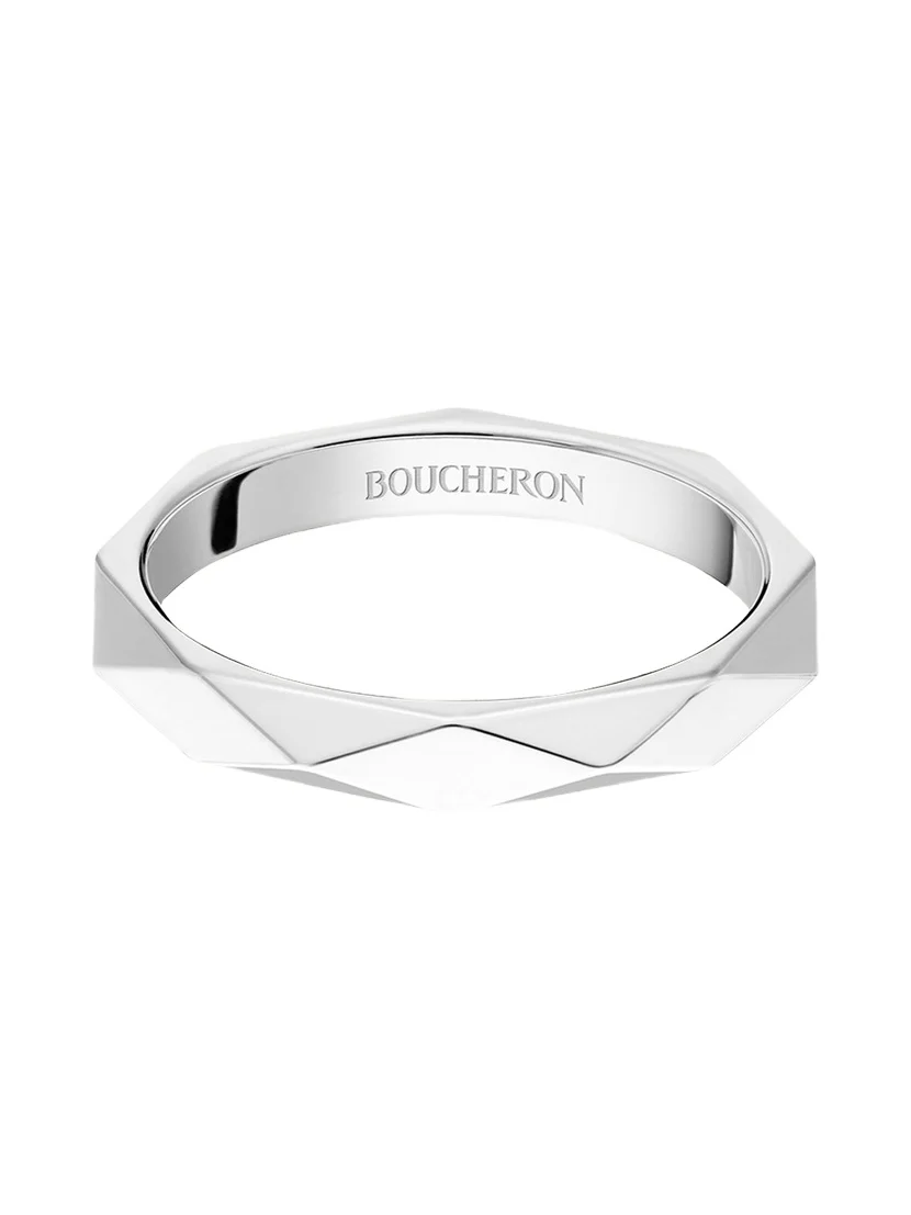 Boucheron Facette Medium Platinum Wedding Band Ring