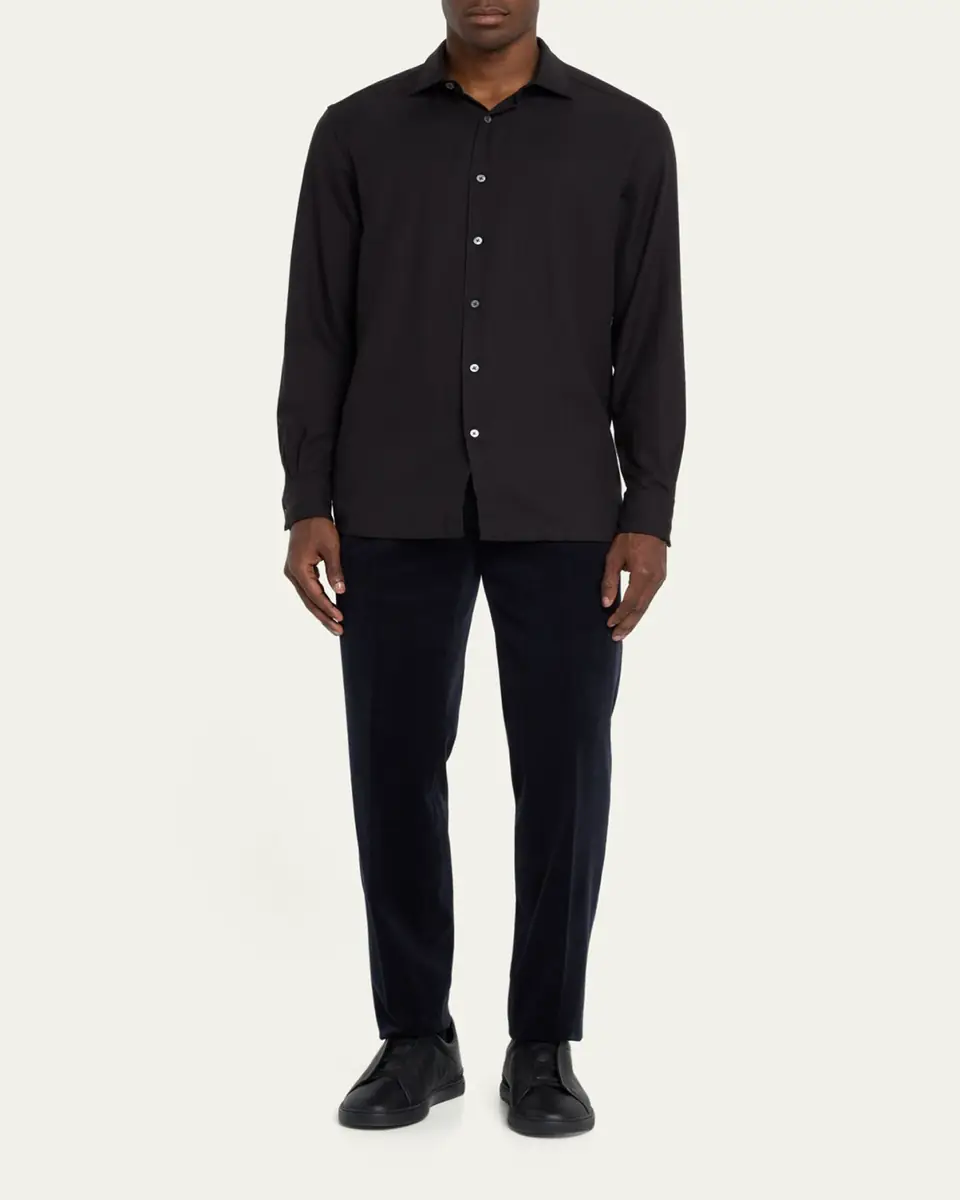Zegna Men's Cashco Cashmere-Cotton Sport Shirt | Thumbnail 2