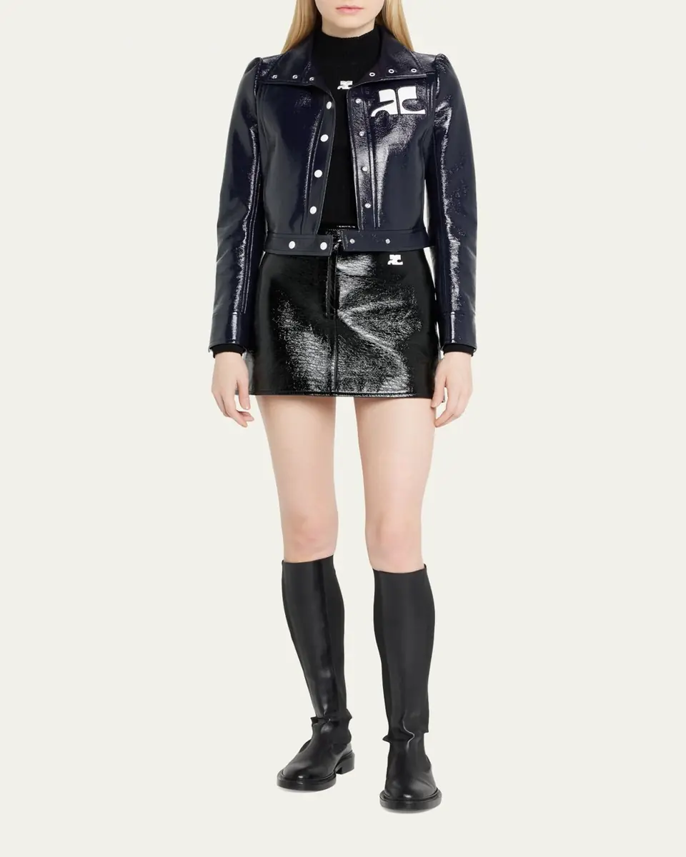 Courrèges Textured Vinyl Crop Jacket | Thumbnail 2