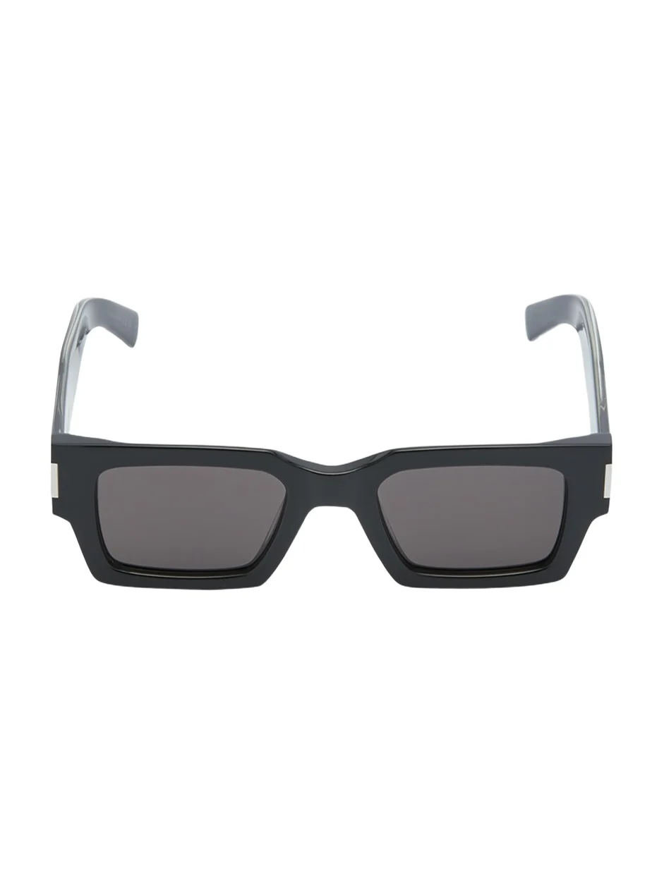 Saint Laurent Men's Rectangle Acetate Sunglasses with Logo