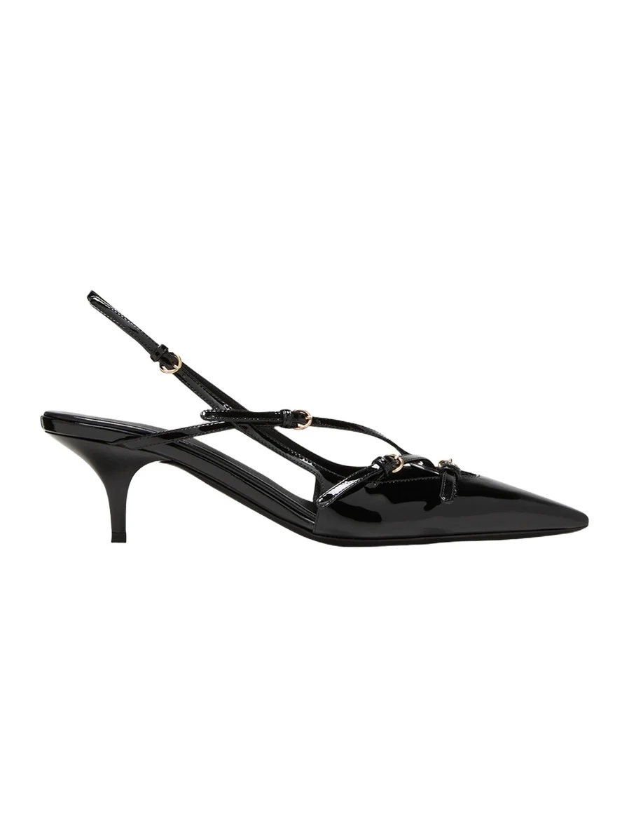 Miu Miu Patent Buckle-Trio Slingback Pumps