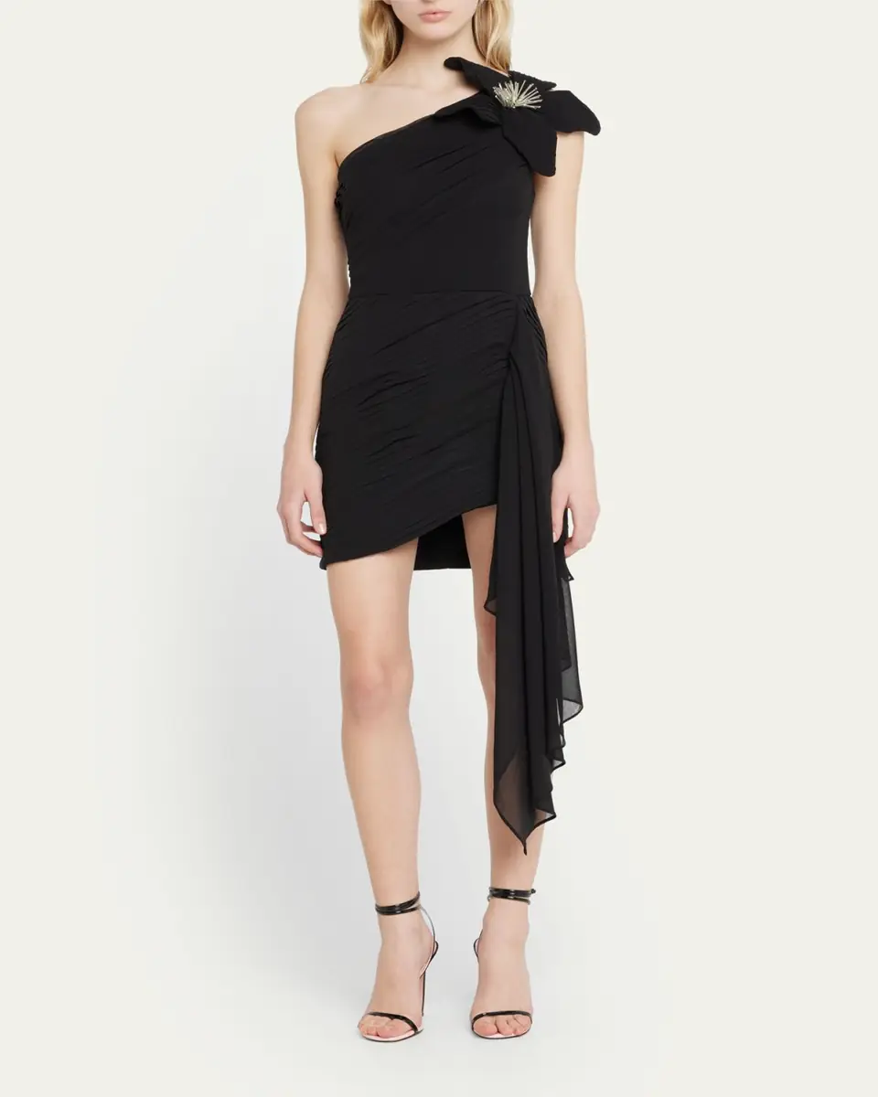PatBO Flower Applique One-Shoulder Mini Dress | Thumbnail 2