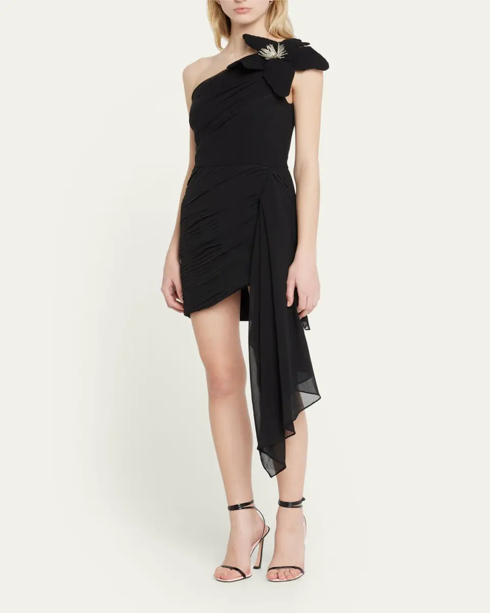 PatBO Flower Applique One-Shoulder Mini Dress | Thumbnail 4