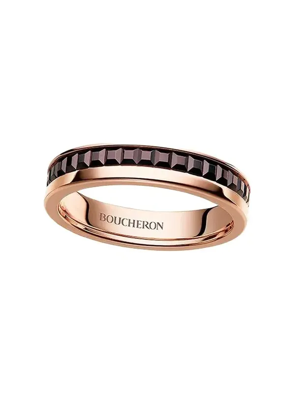 Quatre Follies 18k Pink Gold and Brown PVD Wedding Band Ring