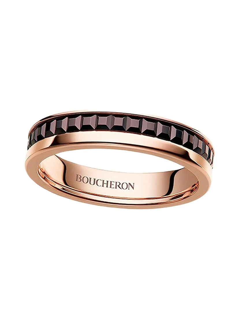Quatre Follies 18k Pink Gold and Brown PVD Wedding Band Ring Quatre Follies 18k Pink Gold and Brown PVD Wedding Band Ring