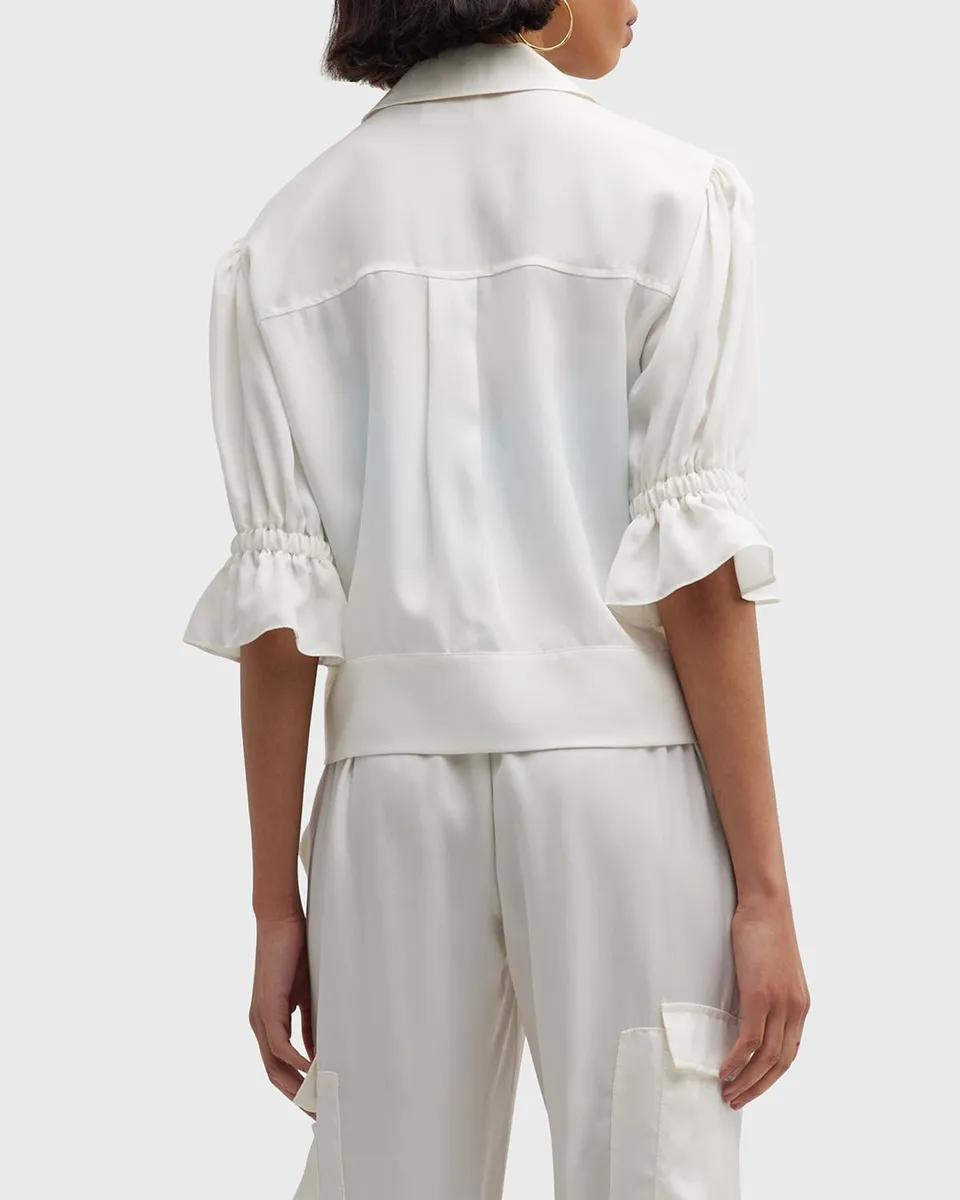 Cinq à Sept Holly Short-Sleeve Sateen Jacket | Thumbnail 7 Cinq à Sept Holly Short-Sleeve Sateen Jacket | Thumbnail 7