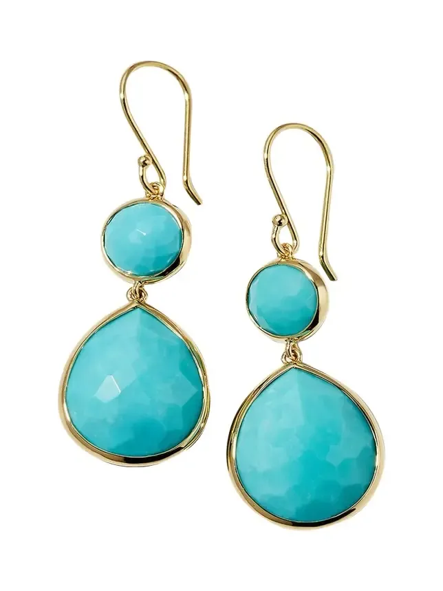 Rock Candy Snowman Teardrop Earrings in 18K Gold