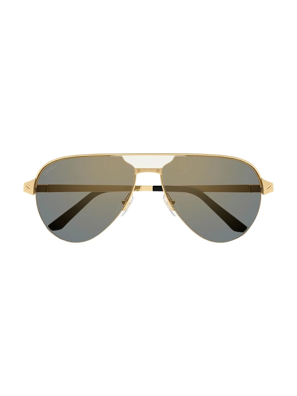 Cartier Men's Half-Rim Metal Aviator Sunglasses with Logo