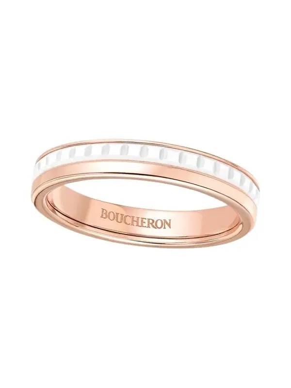 Quatre Wedding Band in Pink Gold with White Ceramic Quatre Wedding Band in Pink Gold with White Ceramic