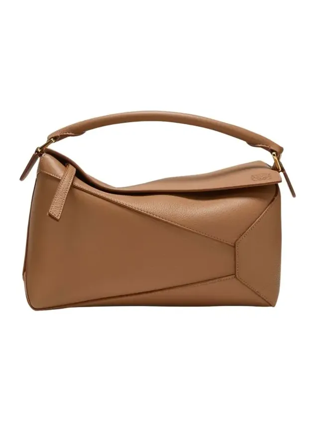Puzzle Edge Medium Top-Handle Bag in Soft Grained Leather