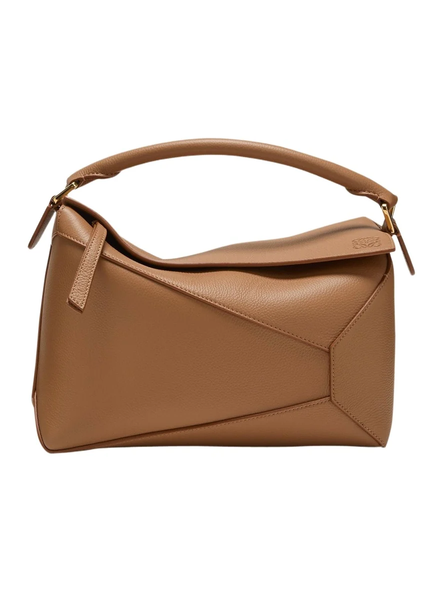 Puzzle Edge Medium Top-Handle Bag in Soft Grained Leather