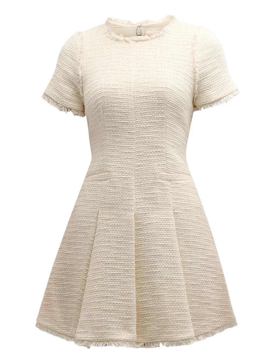 Cinq à Sept Nova Cotton Boucle Pleated Mini Dress