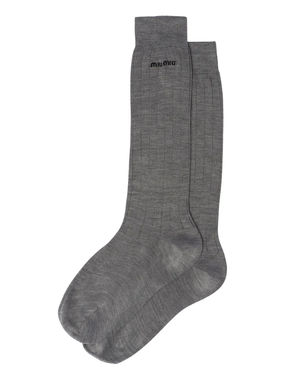 Miu Miu Logo-Knit Silk Sock