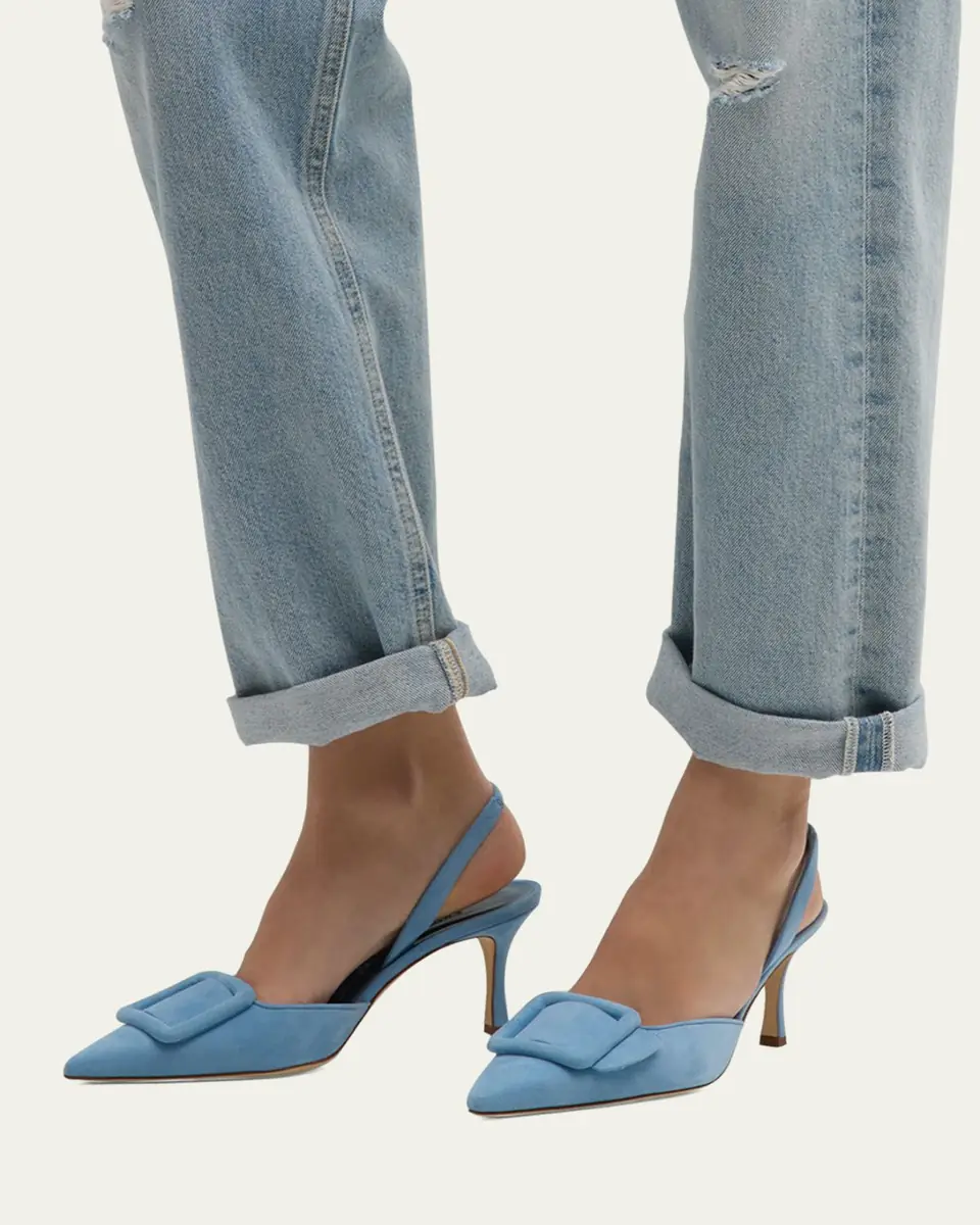 Manolo Blahnik Maysli Suede Buckle Halter Pumps | Thumbnail 6 Manolo Blahnik Maysli Suede Buckle Halter Pumps | Thumbnail 6