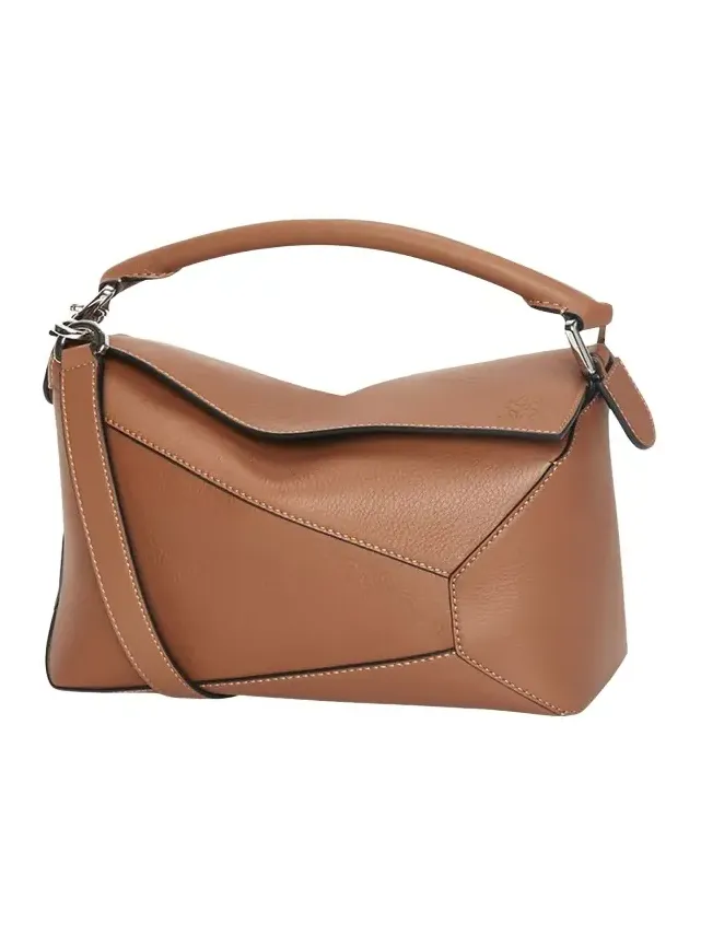 Puzzle Edge Small Top-Handle Bag in Leather