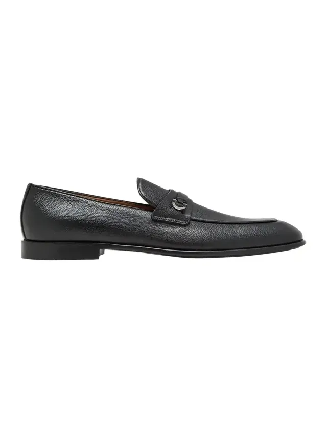 Men's Desio Gancio Ornament Grained Leather Penny Loafers