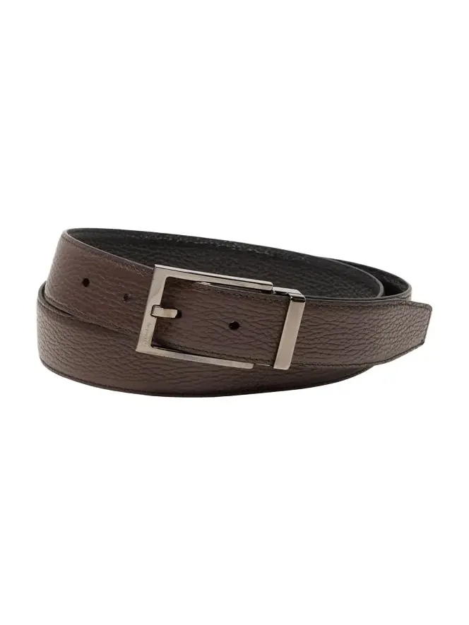 Men's Double Adjustable Square-Buckle Leather Belt Men's Double Adjustable Square-Buckle Leather Belt