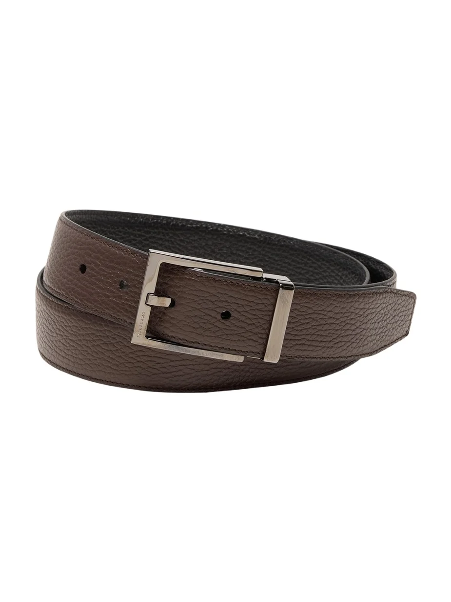 Men's Double Adjustable Square-Buckle Leather Belt