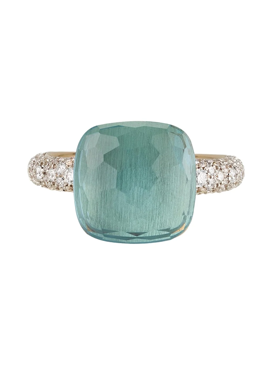 18K White Gold Nudo Maxi Sky Blue Topaz Diamond Ring 18K White Gold Nudo Maxi Sky Blue Topaz Diamond Ring