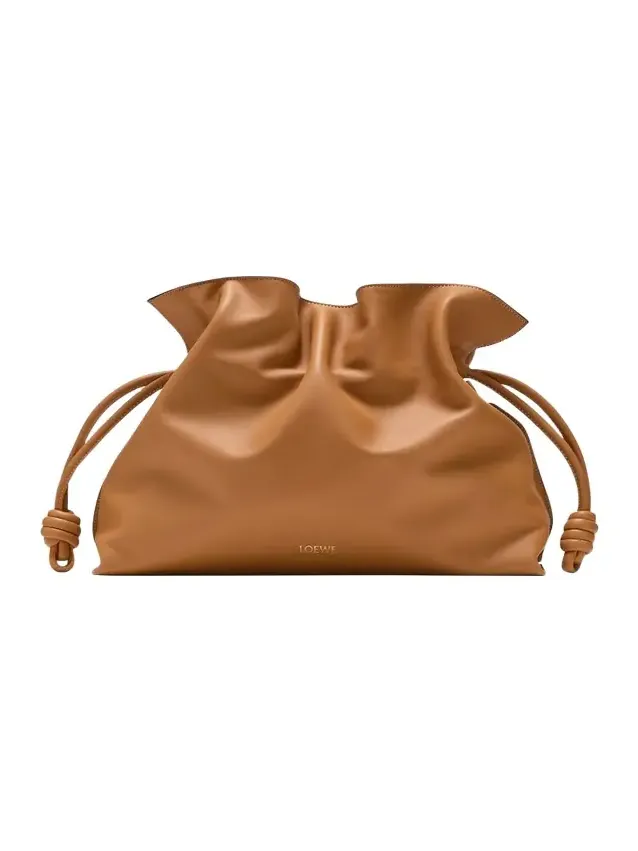 Flamenco Large Clutch Bag in Napa Leather with Golden Foil Anagram