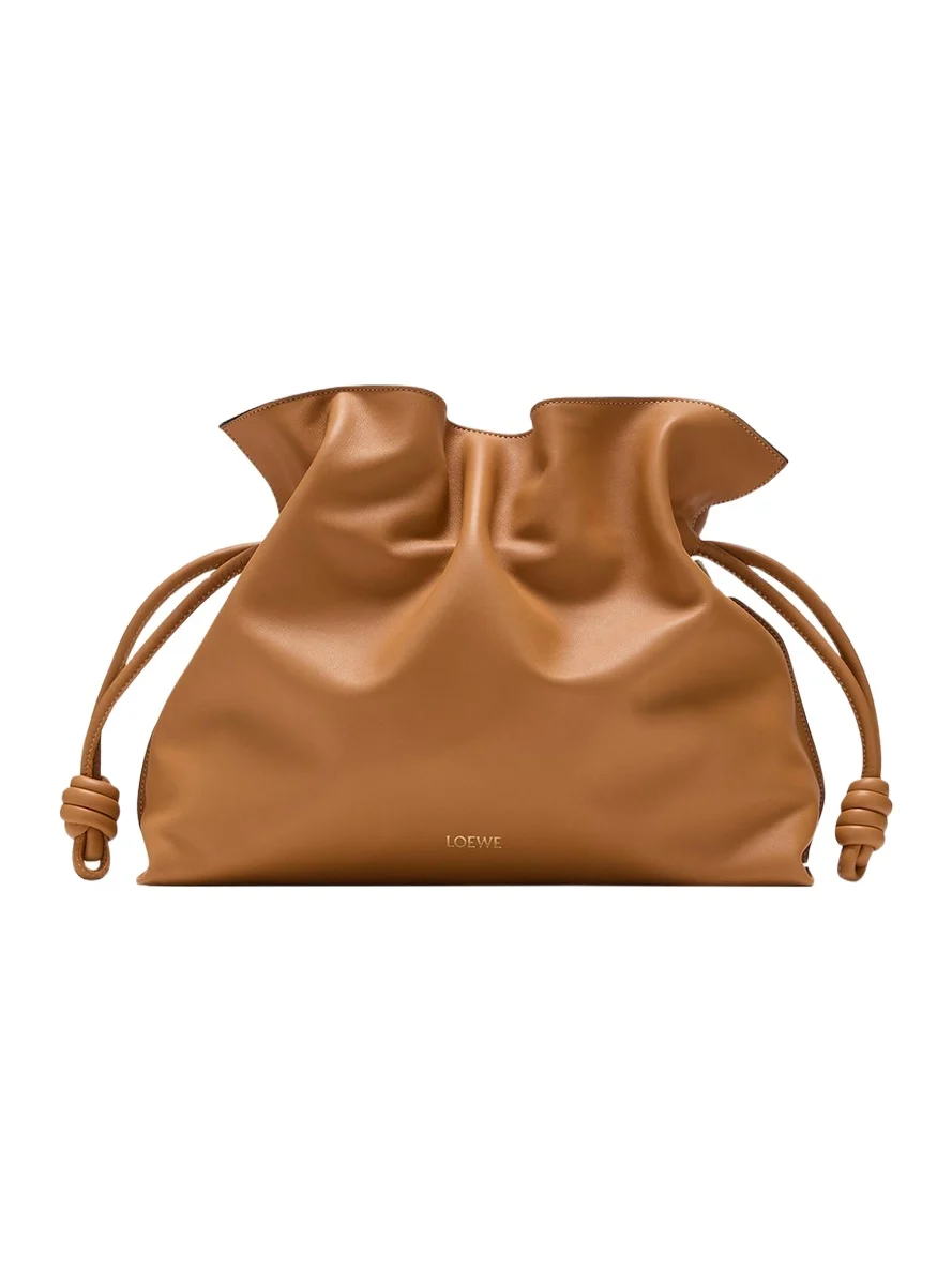 Flamenco Large Clutch Bag in Napa Leather with Golden Foil Anagram Flamenco Large Clutch Bag in Napa Leather with Golden Foil Anagram