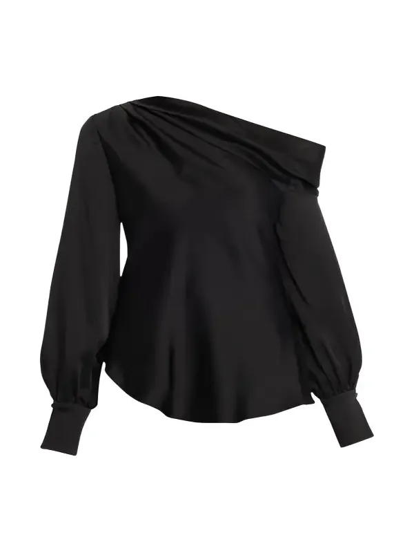 Alice Draped Satin One-Shoulder Top