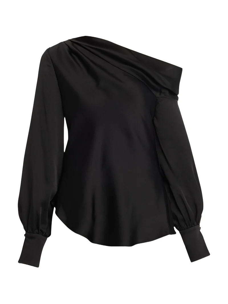 Alice Draped Satin One-Shoulder Top Alice Draped Satin One-Shoulder Top