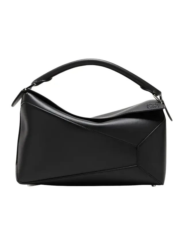 Puzzle Edge Medium Top-Handle Bag in Grained Leather