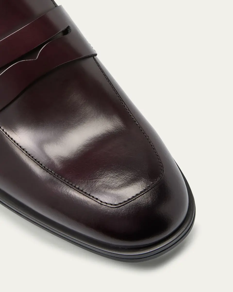 Stuart Weitzman Men's Club Burnished Leather Penny Loafers | Thumbnail 5 Stuart Weitzman Men's Club Burnished Leather Penny Loafers | Thumbnail 5